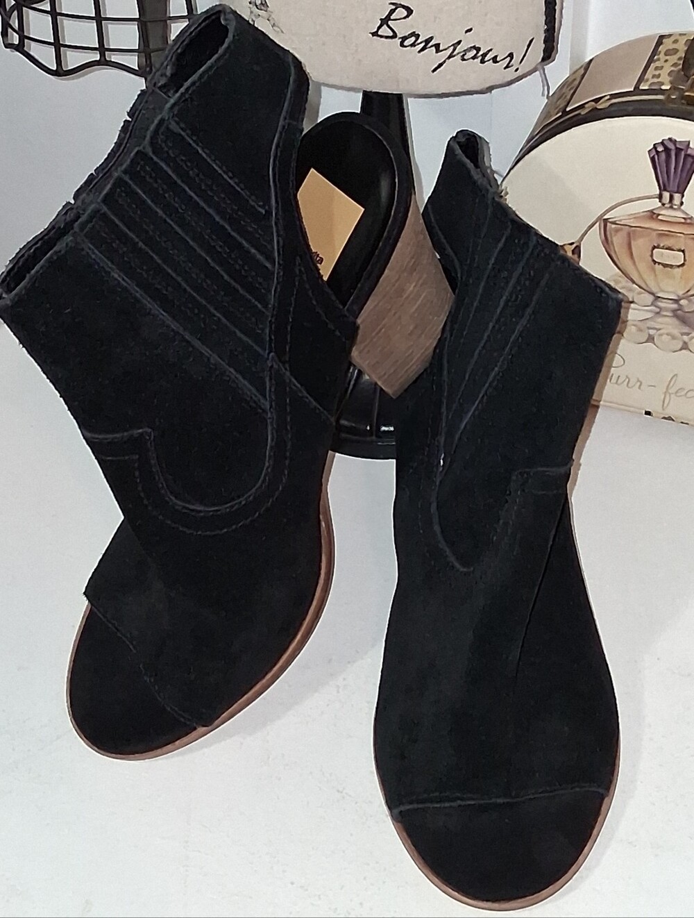 Dolce Vita Black Open Toe Western Wide Slingback Bootie Sz 10M NWOB